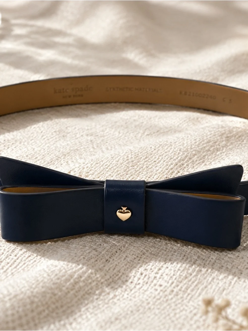 kate spade Navy Bow Skinny Leather Belt S